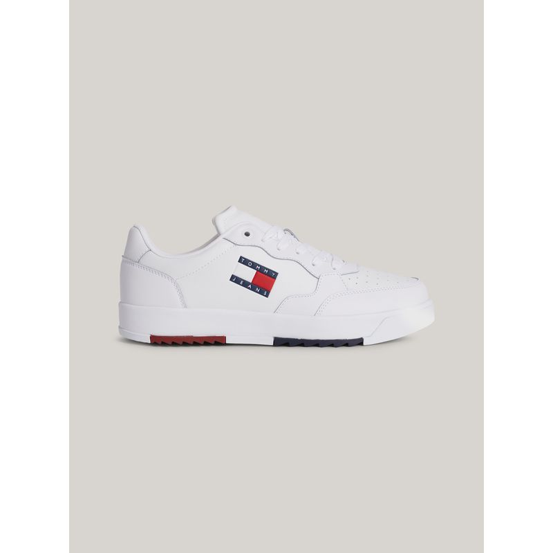 TOMMY HILFIGER - Tenis Blancos Essential en cuero de estilo retro Tommy Hilfiger
