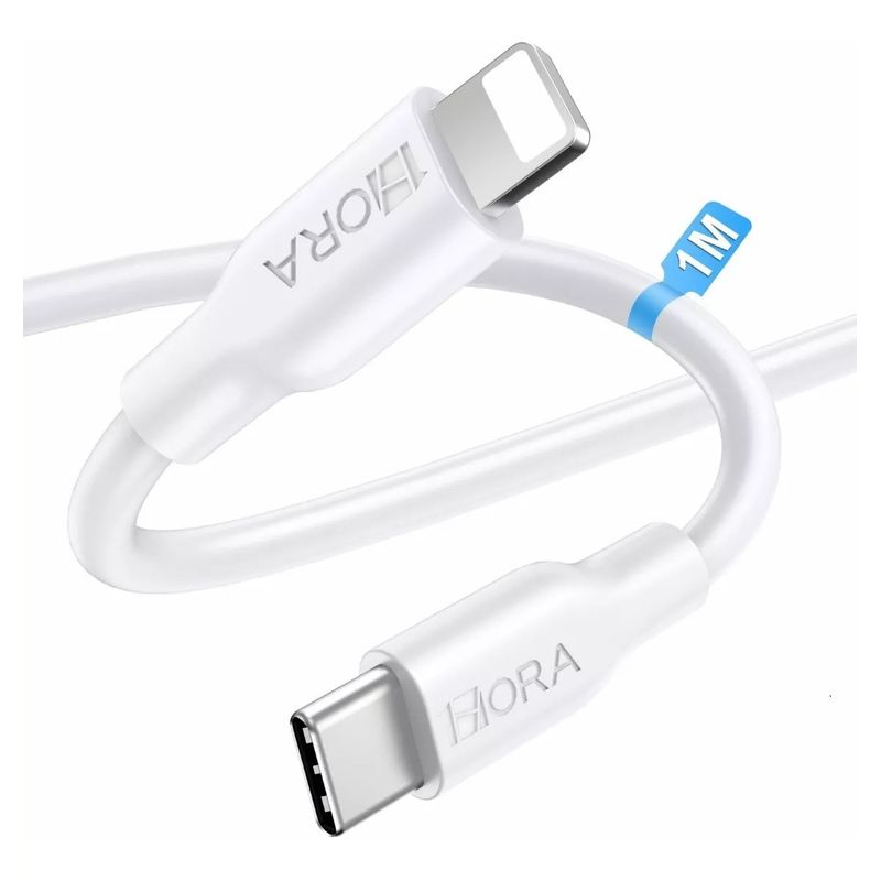 1HORA - Cable Tipo C A Ip 9/10/11/12/13/x/xr Carga Rápida 1 Metro Color Blanco