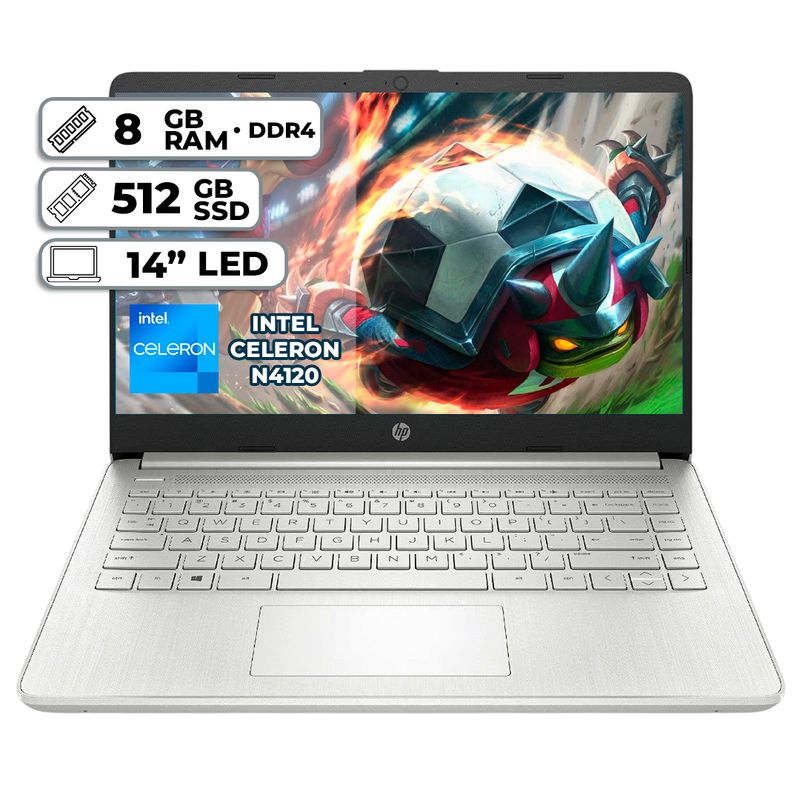 HP - PORTATIL HP 14-DQ0533LA INTEL CELERON N4120 8GB RAM  512GB SSD PANTALLA 14" LED