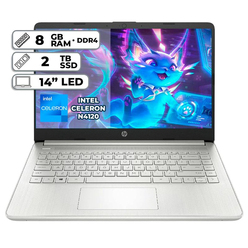 HP - PORTATIL HP 14-DQ0533LA INTEL CELERON N4120 8GB RAM  2TB SSD PANTALLA 14" LED
