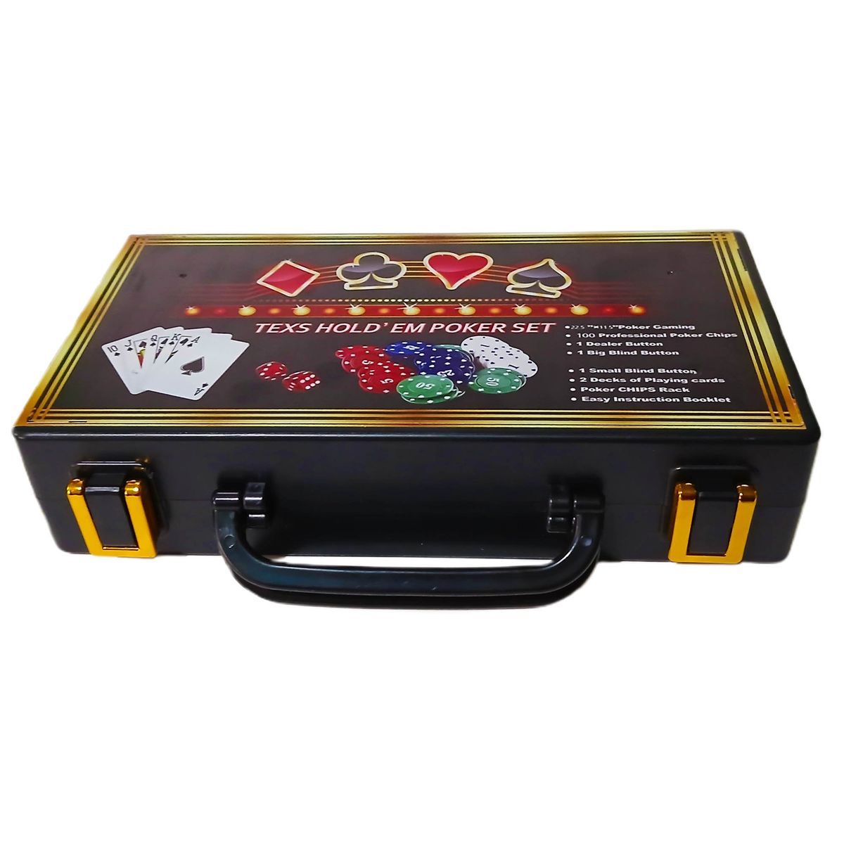 GENERICO - Kit De Juego Póker 2 Barajas + 100 Fichas