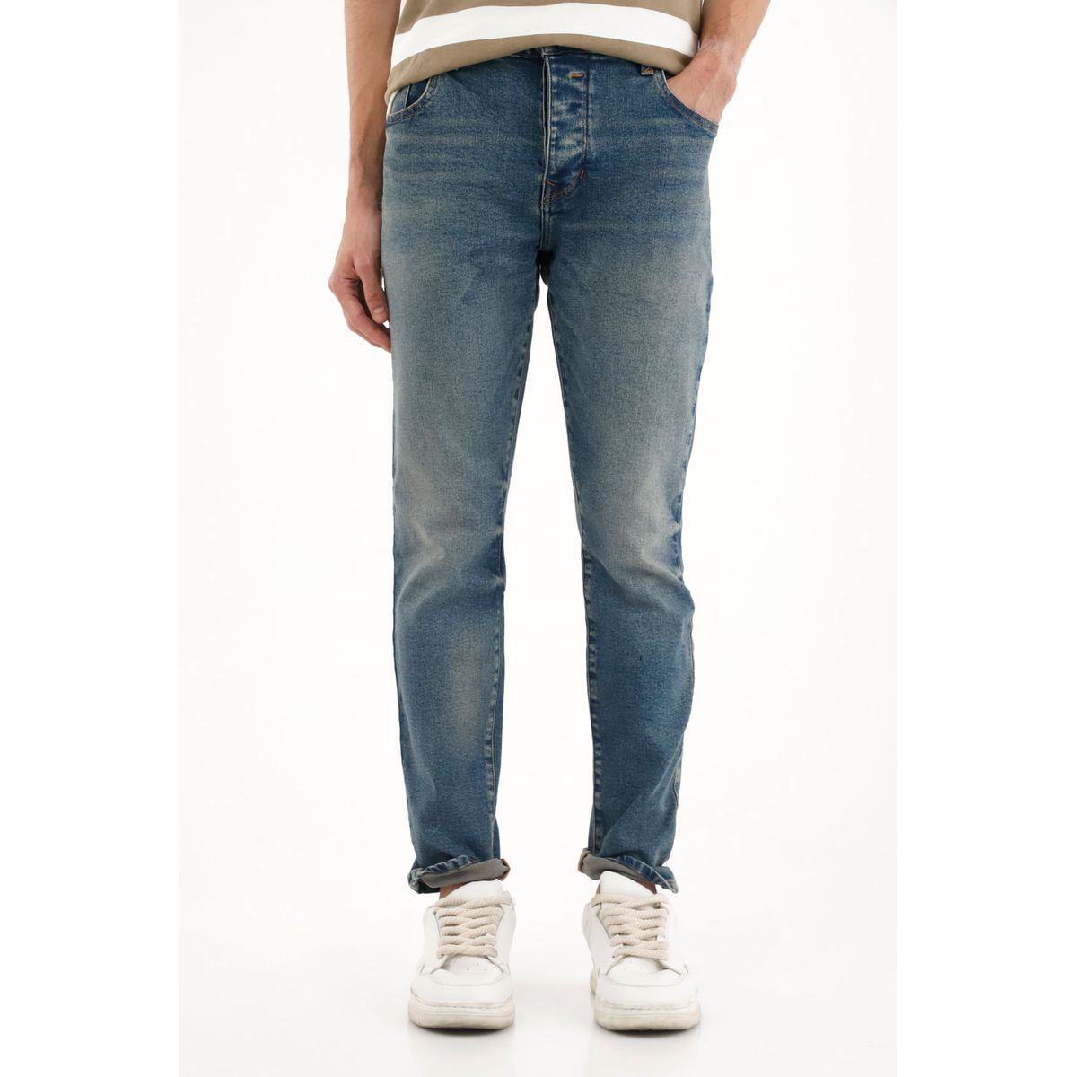 TENNIS - Jean Skinny tiro medio azul para hombre