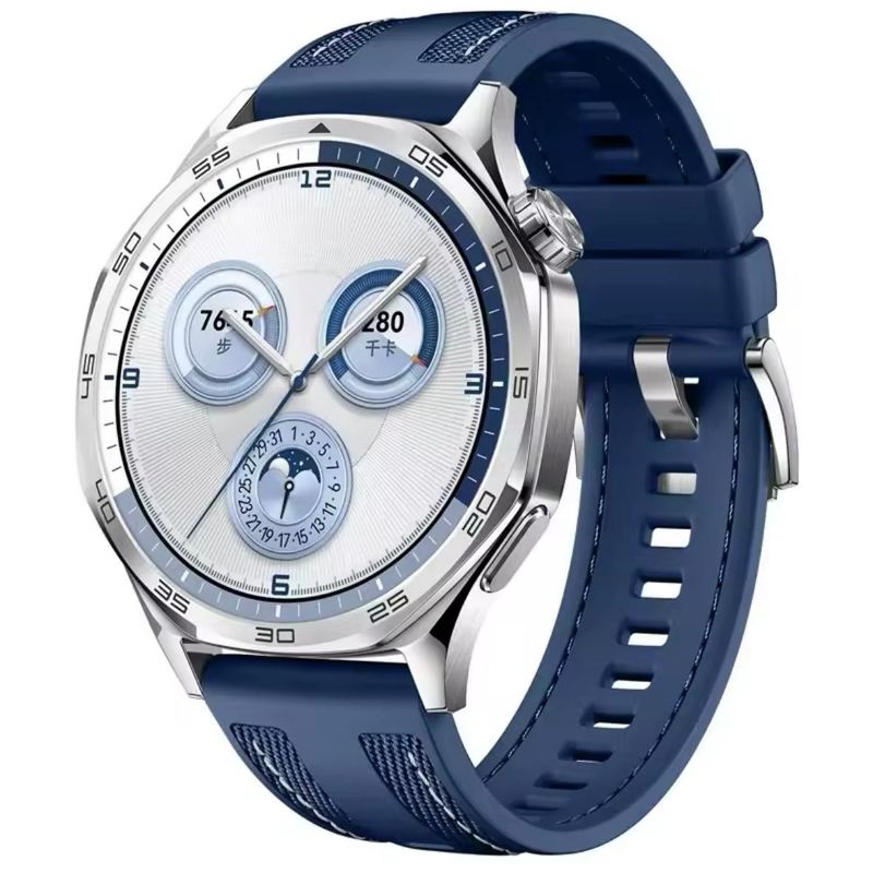 GENERICO - Correa Nylon Silicona 22mm Para Huawei Gt5 y Gt4 de 46mm Azul oscuro