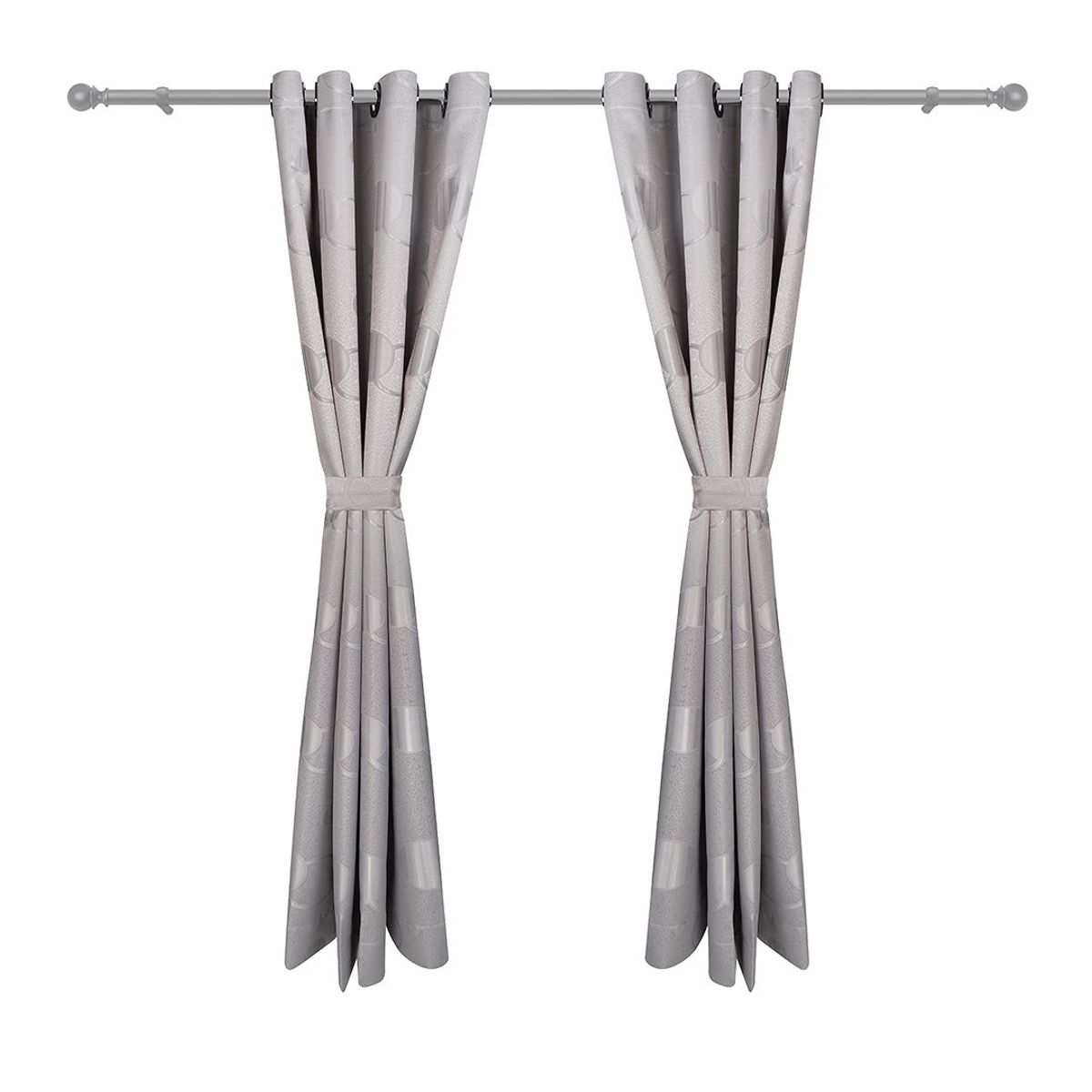 ADVANCE - Cortina de Aros Gris clara En Jacquard 280 cms x 210 cms 2 piezas