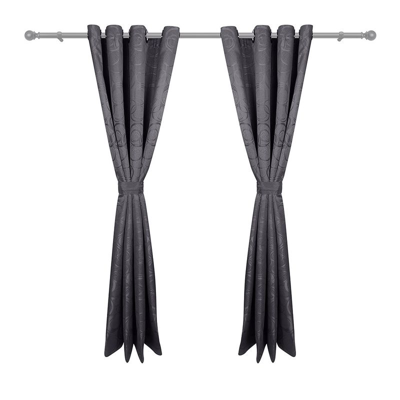 ADVANCE - Cortina de Aros Gris oscura En Jacquard 280 cms x 210 cms 2 piezas