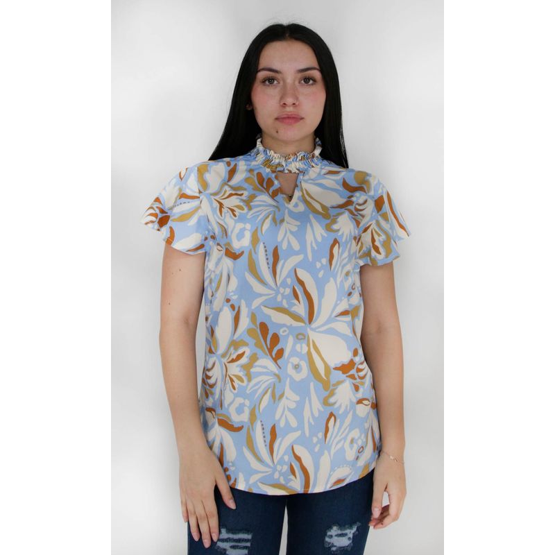 L Y H - Blusa Para Mujer Celeste Marca L&H