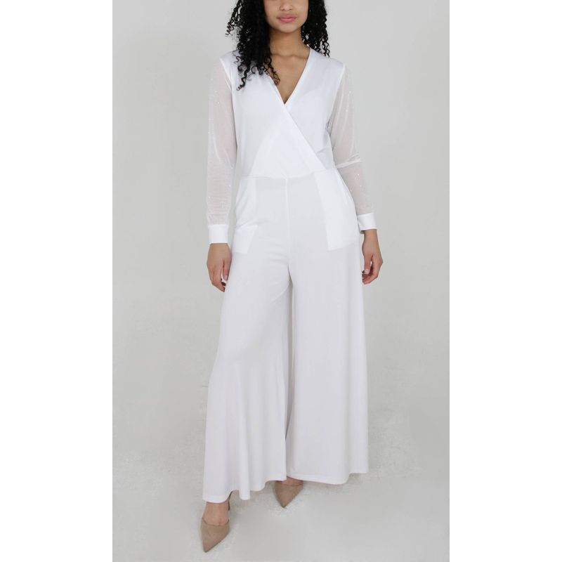 L Y H - Enterizo Para Mujer Manga Larga Blanco Marca L&H