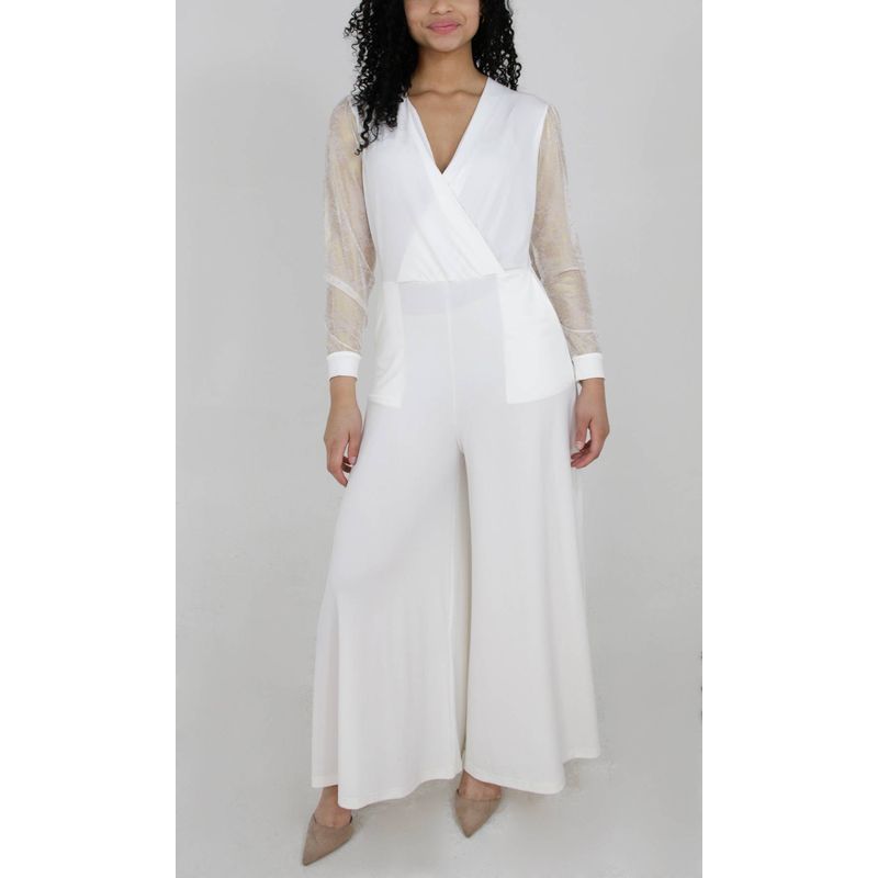 L Y H - Enterizo Para Mujer Manga Larga Hueso Marca L&H