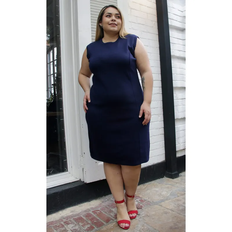L Y H - Vestido Para Mujer Manga Sisa Azul Marca L&H