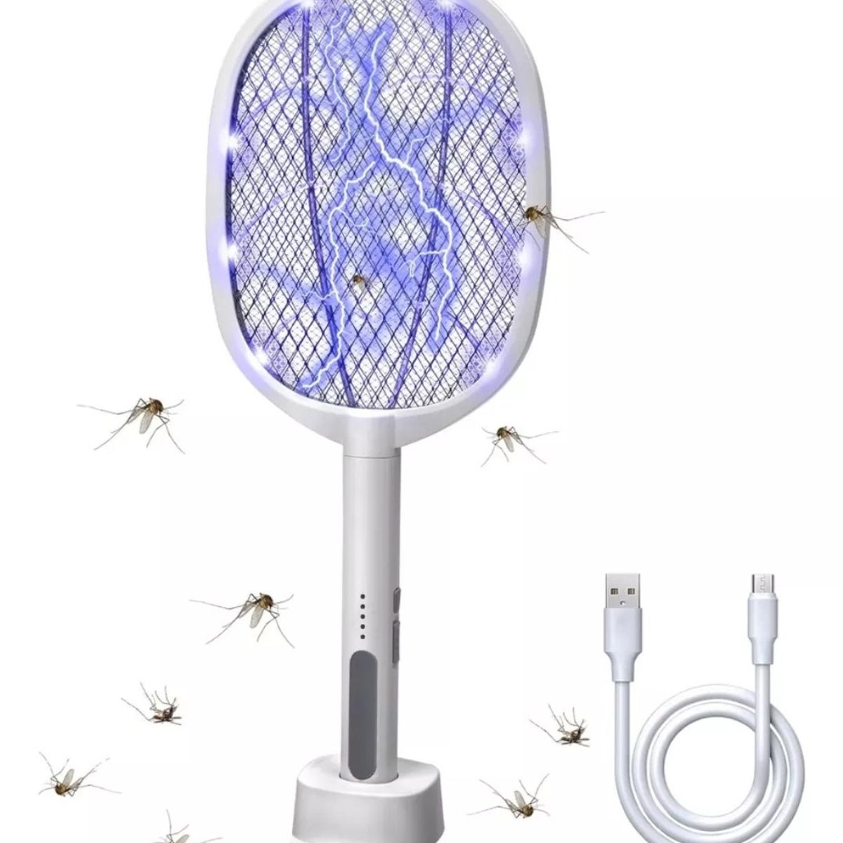 GENERICO - Raqueta Mosquitos Insectos Led Base Color Blanco 110v