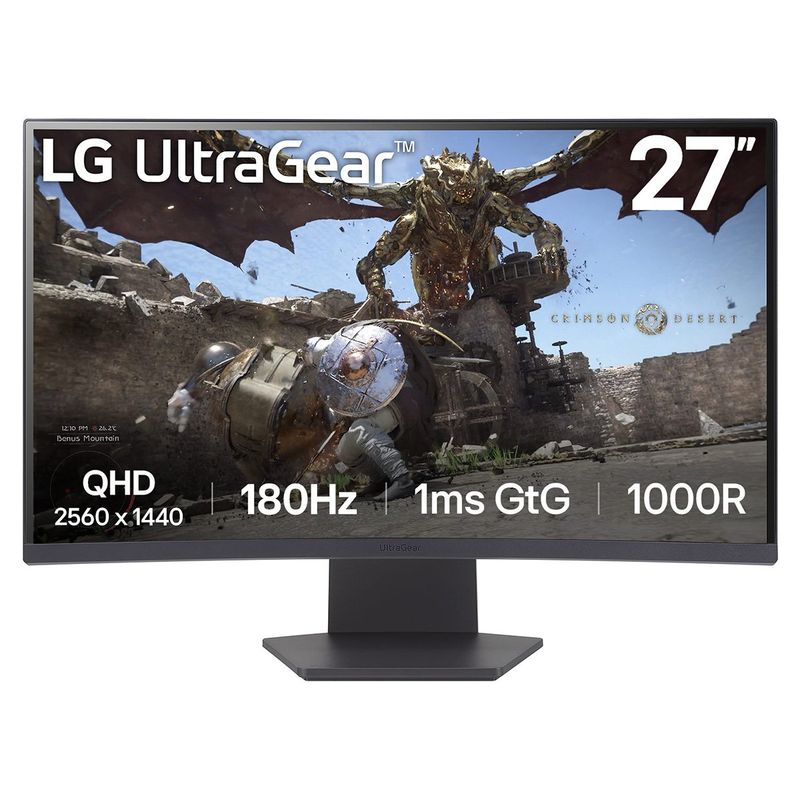 LG - Monitor Curvo Gamer LG UltraGear 27 QHD 180Hz 1ms FreeSync 27GS60QC-B