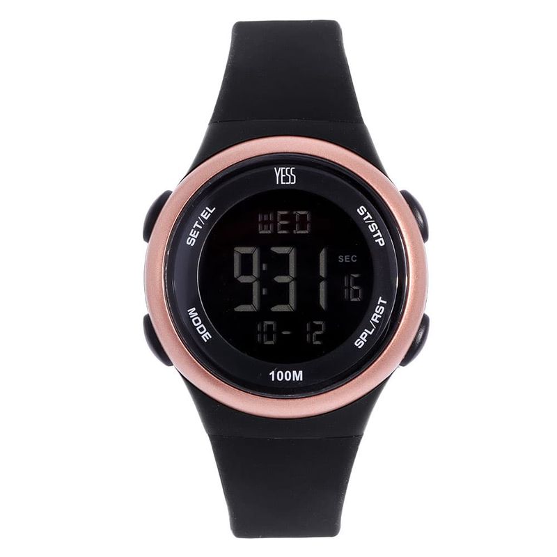 YESS - Reloj YESS Para Dama Color Negro Tablero Rosa Ref DAO-06