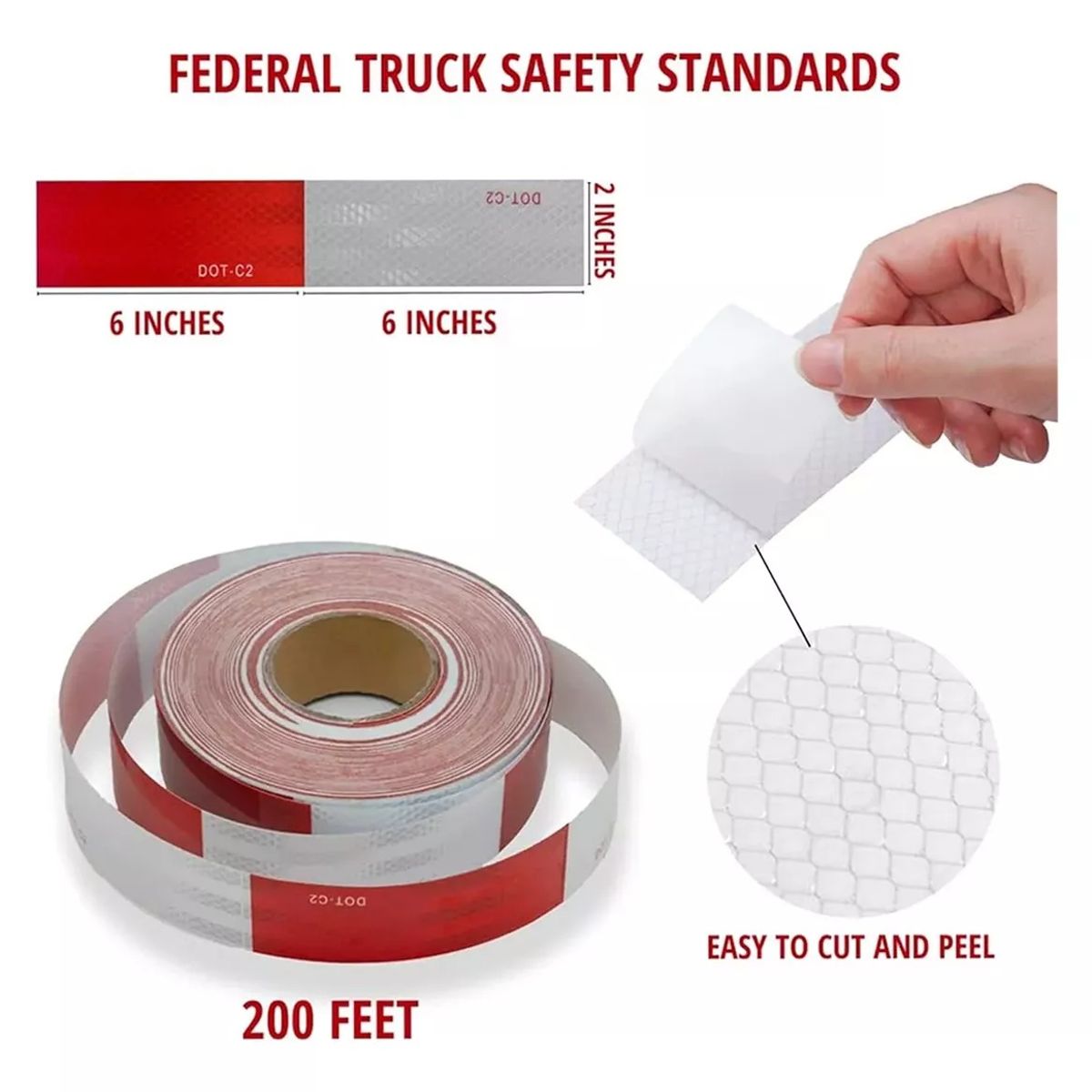 GENERICO - Cinta Reflejante De Seguridad Blanco/rojo 45 Mts Largo