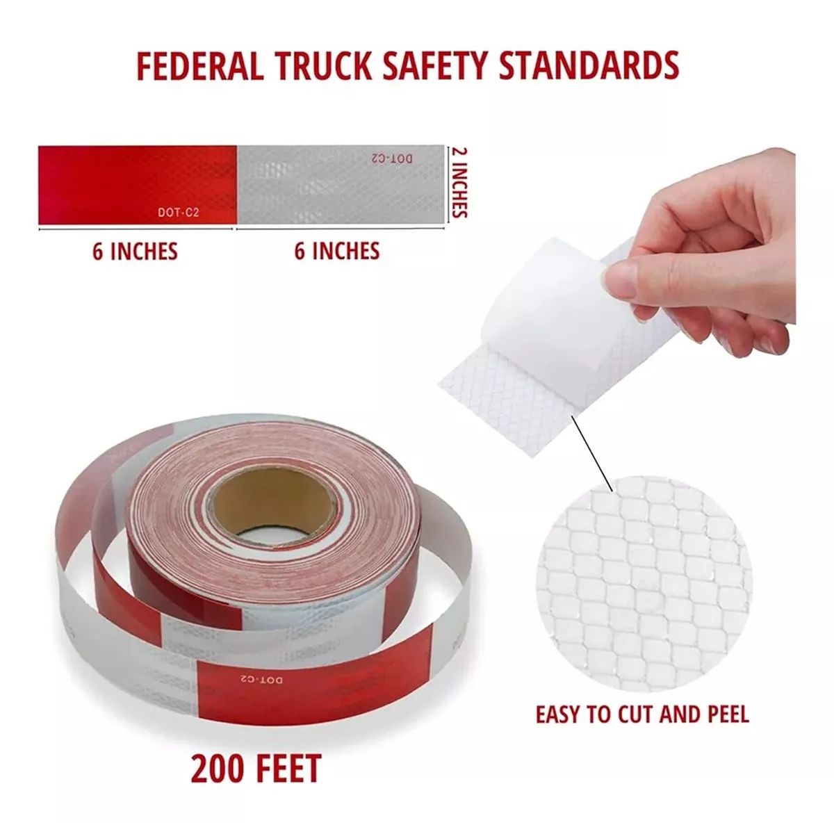 GENERICO - Cinta Reflejante De Seguridad Blanco/rojo 45 Mts Largo