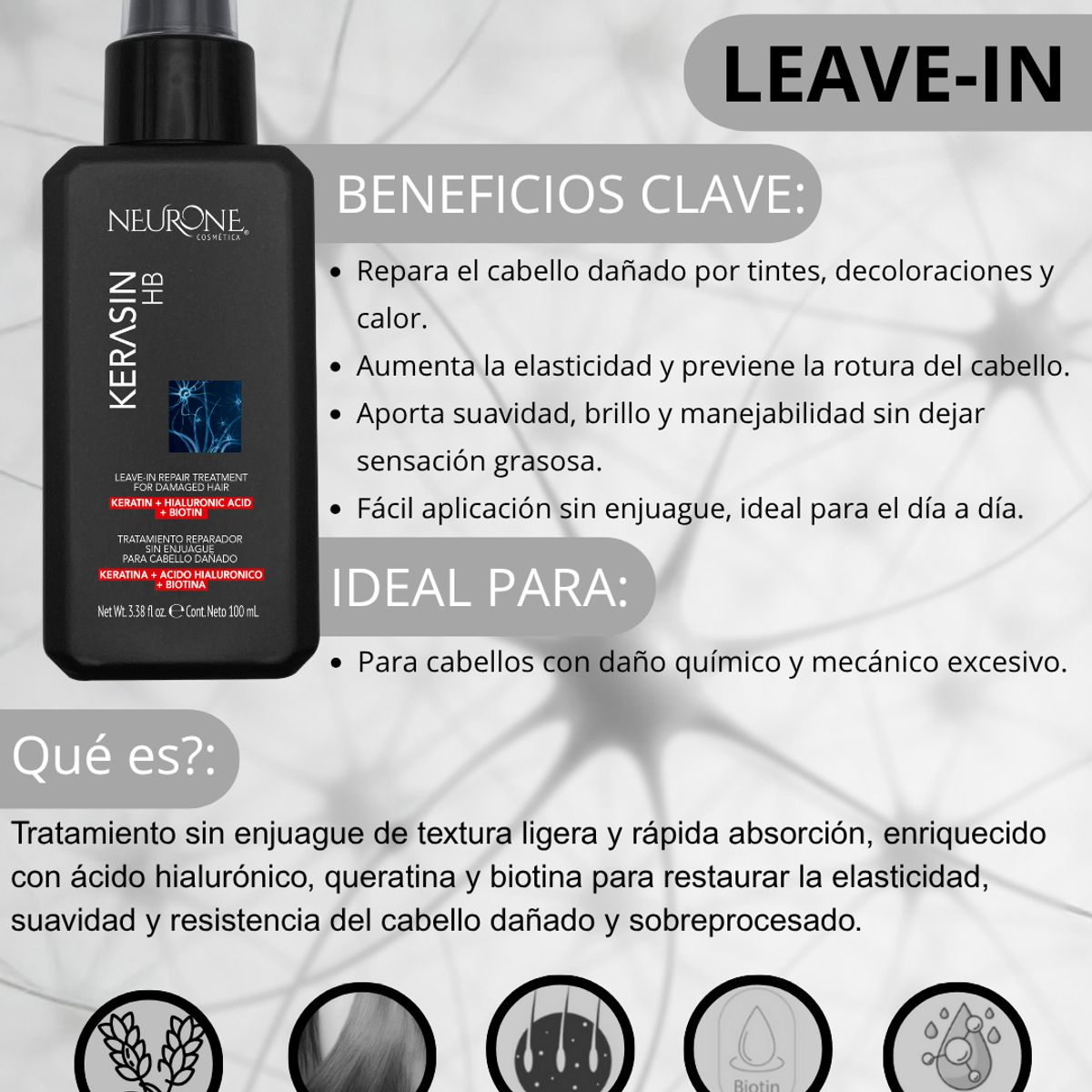 NEURONE COSMETICA - Neurone Kerasin HB Leave-in 100ml - Tratamiento Sin Enjuague