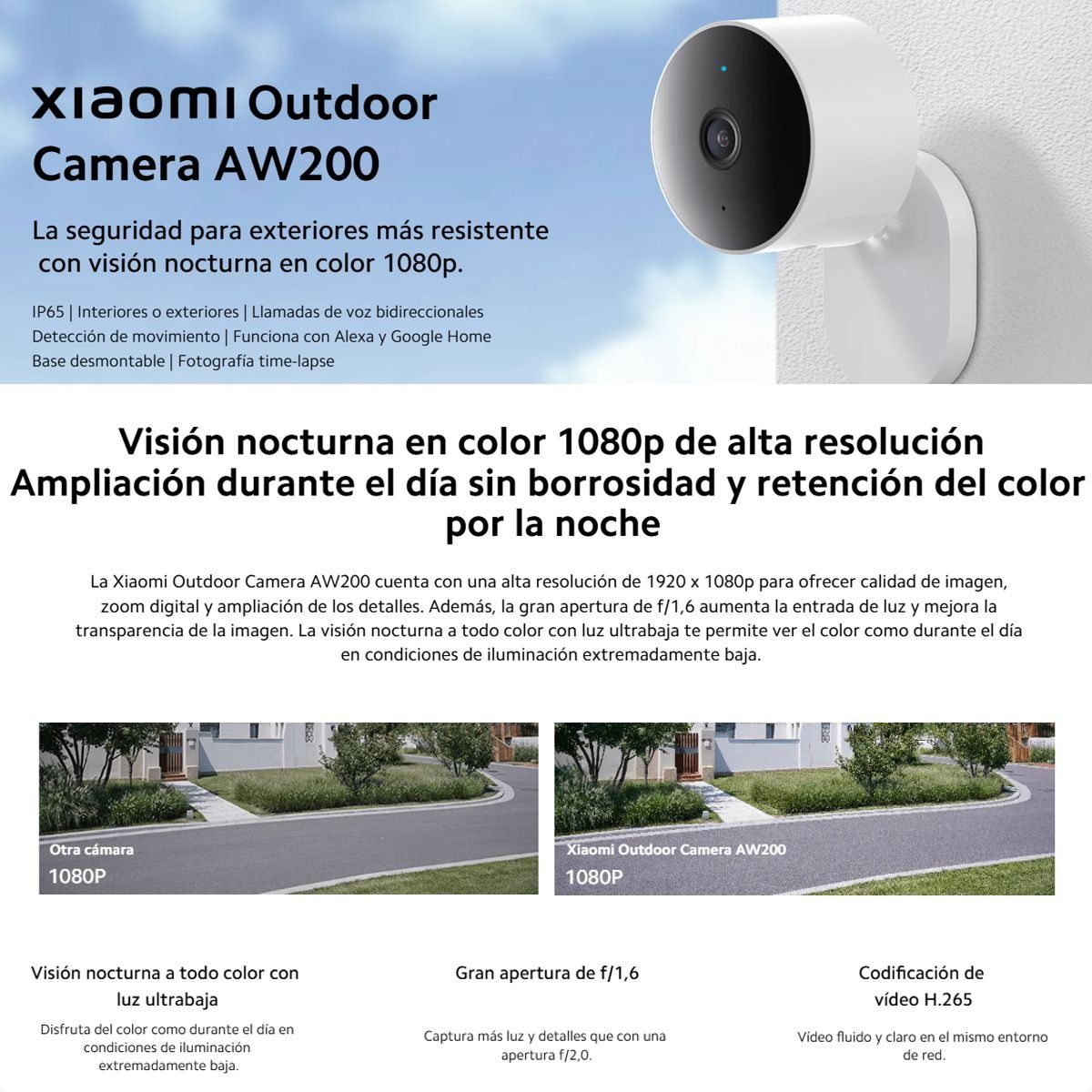 XIAOMI - Xiaomi AW200 Cámara Seguridad Exterior IP65 1080P Full-color