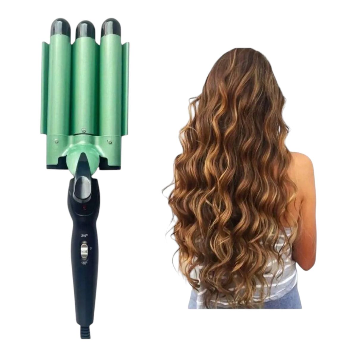 GENERICO - Pinza Onduladora Rizadora Para Cabello En Bucle 3 Tubos