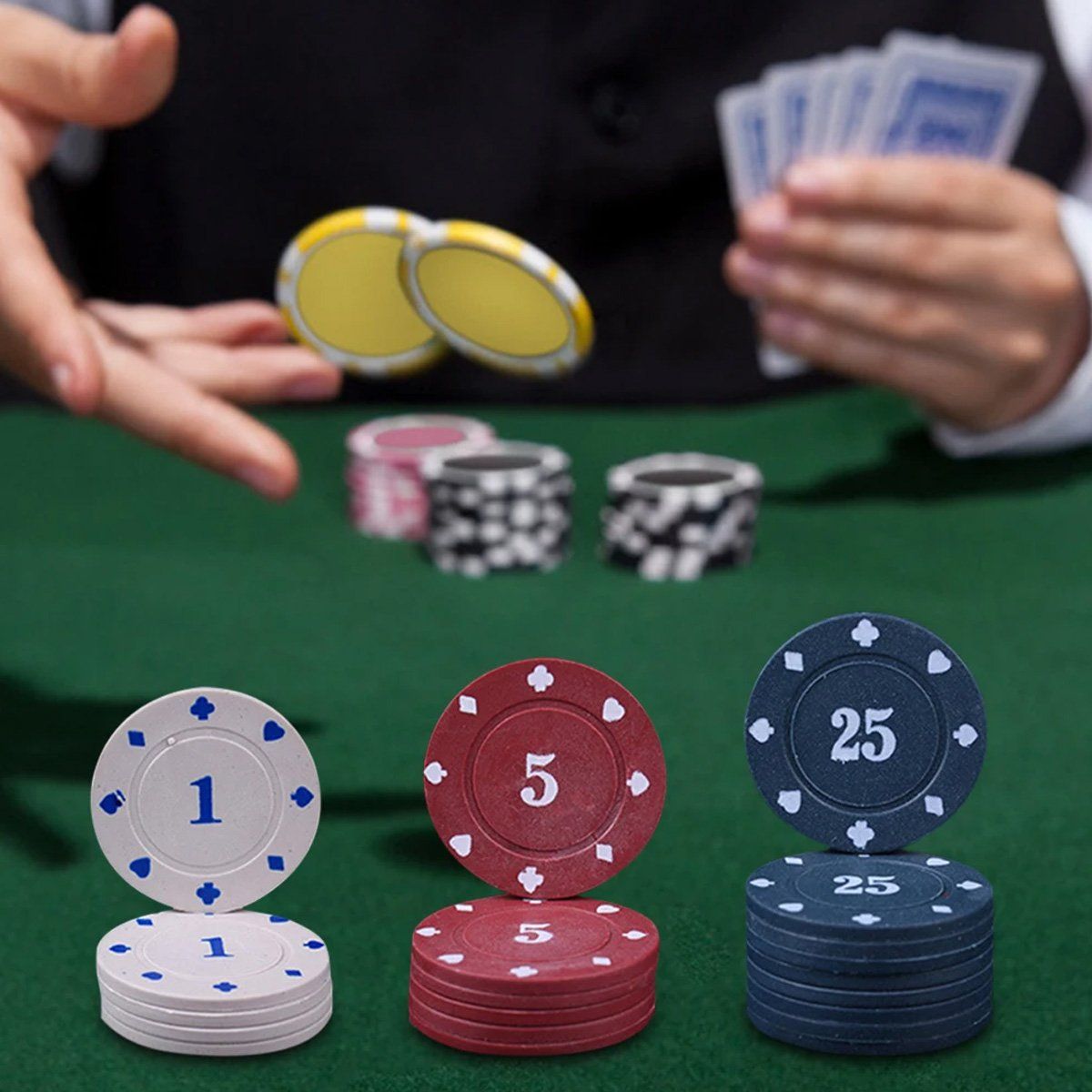GENERICO - Set Poker Juego De Cartas Tipo Casino 200 Fichas Tapete