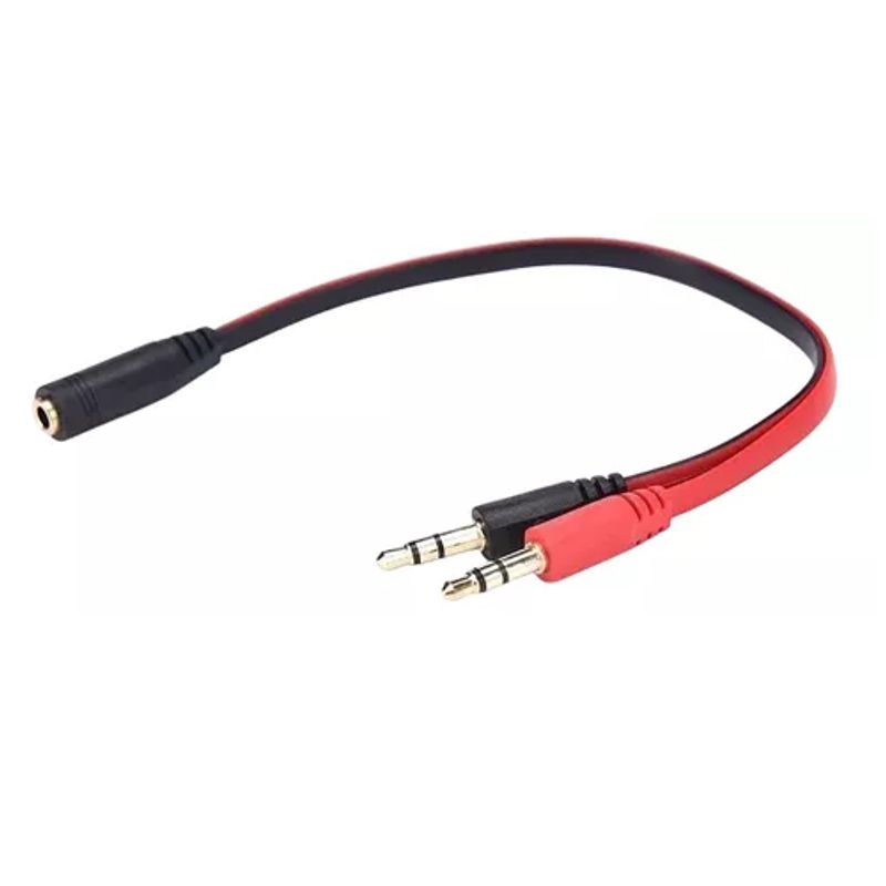 GENERICO - Cable Adaptador Audio Plug 2 Macho 1 Hembra Convertidor Micr