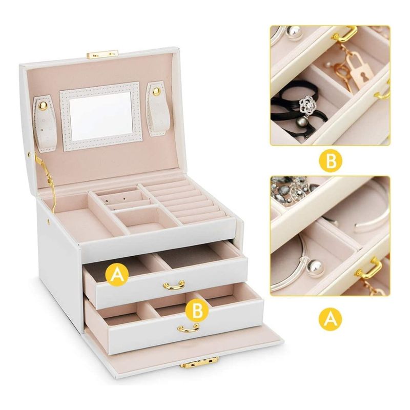 ORIGINAL SWAT - JOYERO DE LUJO CON LLAVE ORGANIZADOR DE ANILLOS Y JOYAS PARA MUJERES