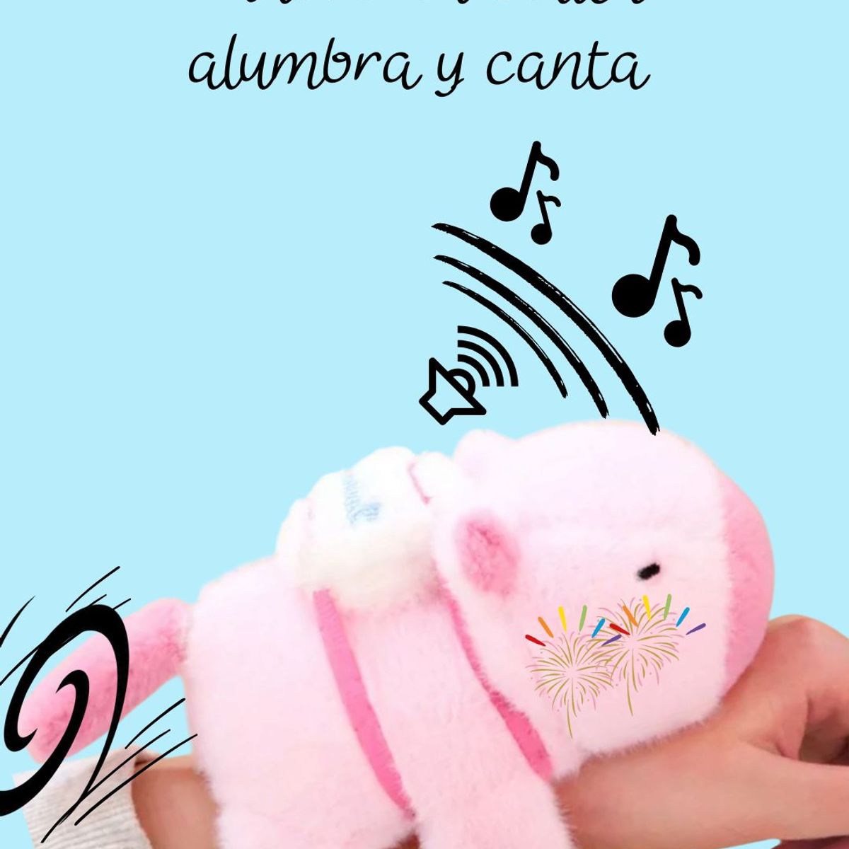 GENERICO - Manilla Capibara Rosa Luz Led+Cola Giratoria+Canción Viral