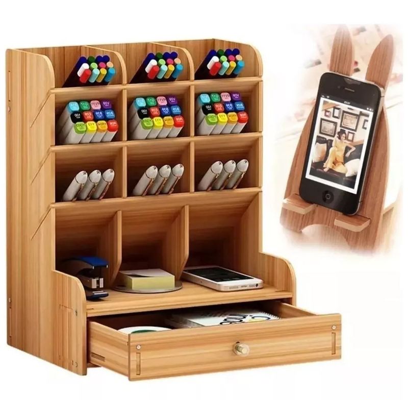 ONE PIXEL - Organizador De Escritorio Doble Cajón Soporte de Lápiz Escritorio