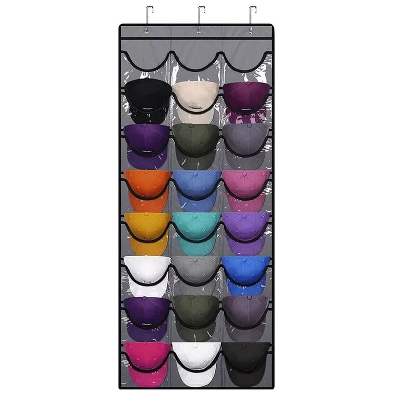 ONE PIXEL - Organizador De Gorras Colgante Puerta Gris 24 Bolsillos