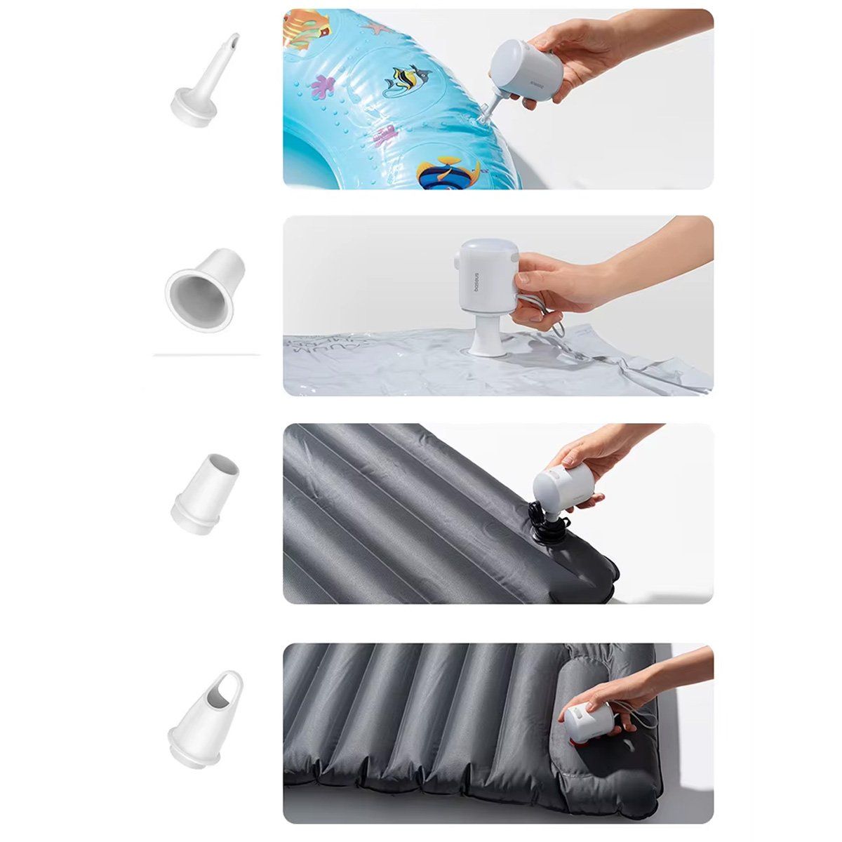 BASEUS - Mini Bomba Aire Portatil Inflador Eléctrico Colchon Inflable