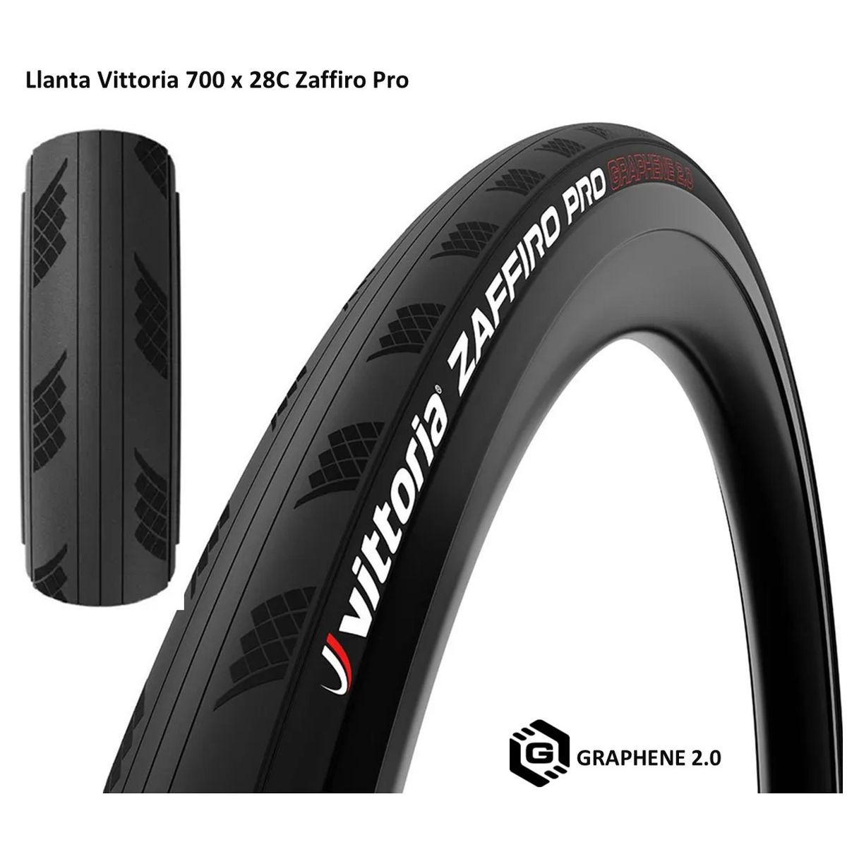 VITTORIA - Llanta Bicicleta Vittoria 700 X 28 Zaffiro Pro Grafeno Ruta