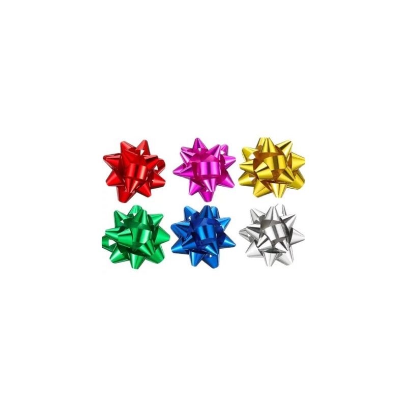 INFANTILES CAJUROMIX - Moños De Estrella Metalizado Perfecto Para Regalos 100 Und