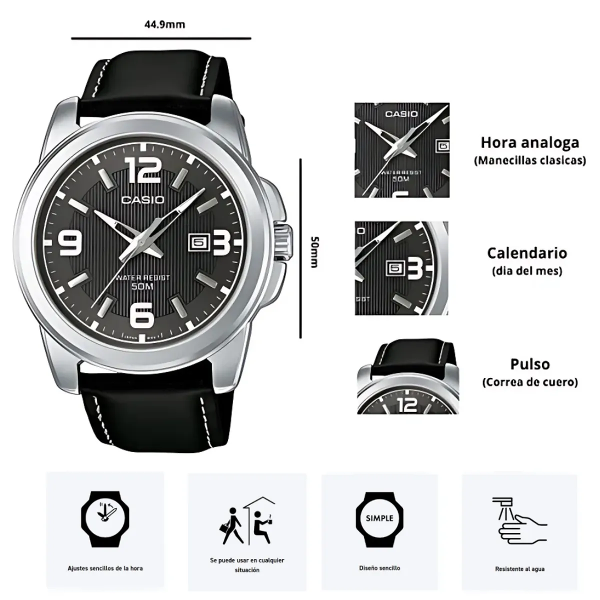 CASIO - Reloj Hombre Casio MTP-1314L-8A Diseño Elegante