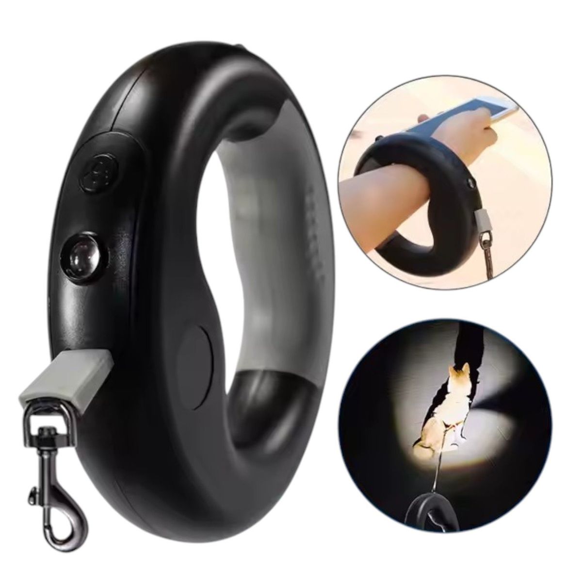 GENERICO - Collar Retractil Para Perros Con Luz LED Y Agarre Ergonómico