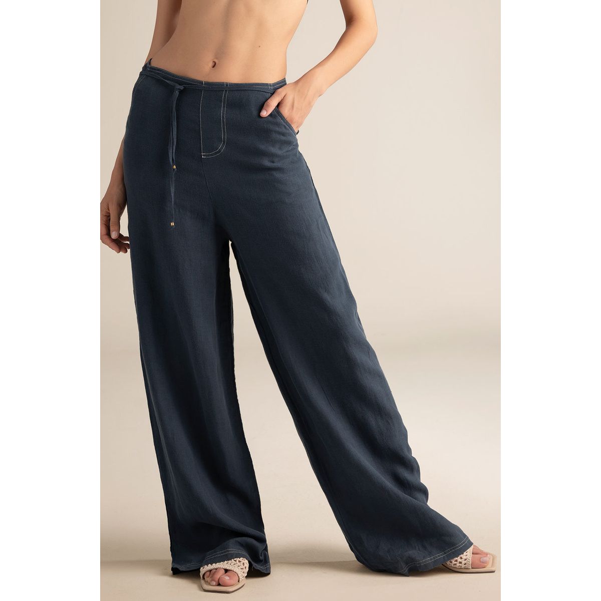 TOUCHE BALNEAIRE - PANTALÓN RECTO CON AMARRES EN CINTURA 0A07052