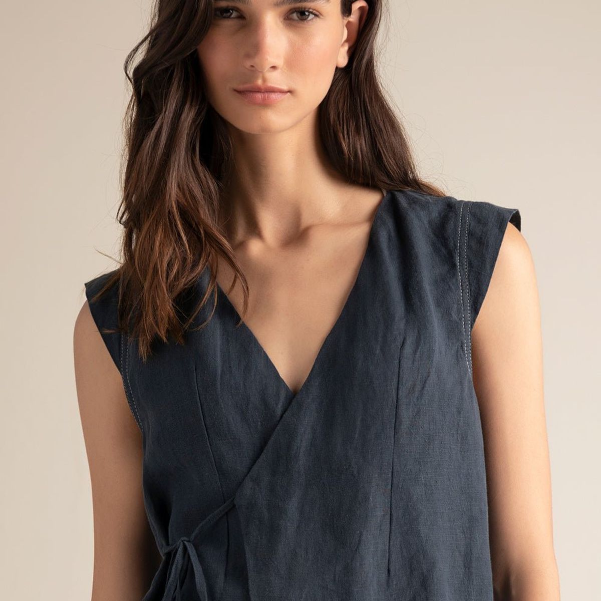 TOUCHE BALNEAIRE - TOP MANGA CORTA CRUZADO CON AMARRES LATERALES  0A08052