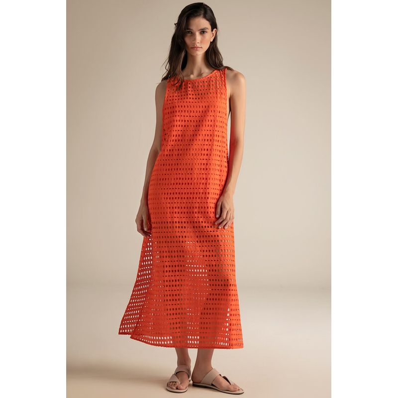 TOUCHE BALNEAIRE - COVER UP LARGO EN OJALILLO CON TOP INTERNO 0A11052