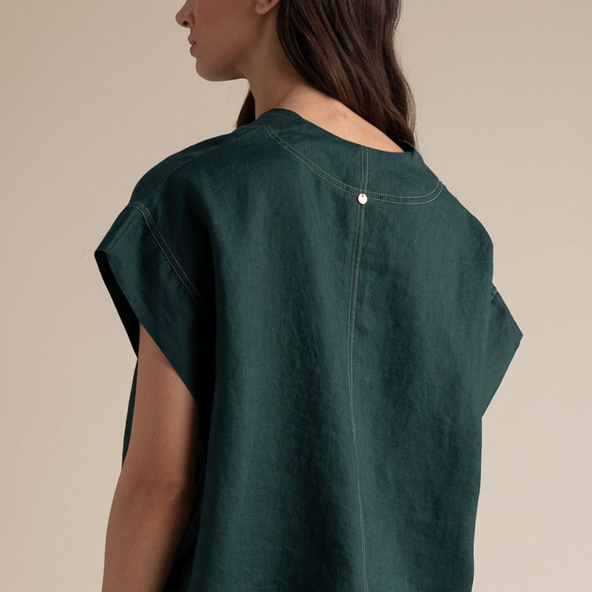 TOUCHE BALNEAIRE - TOP MANGA CORTA CON COSTURAS EN CONTRASTE 0A20052