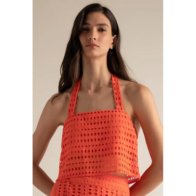 TOUCHE BALNEAIRE - TOP TIRAS CUELLO HALTER EN OJALILLO 0A23052