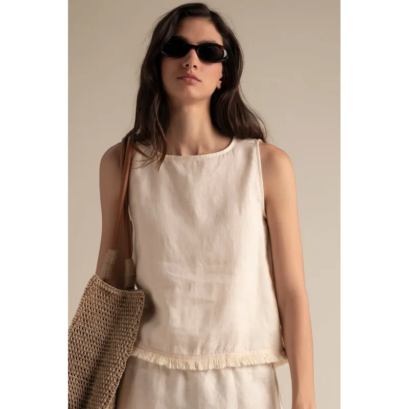 TOUCHE BALNEAIRE - TOP MANGA CORTA CON FLECOS 0A89052