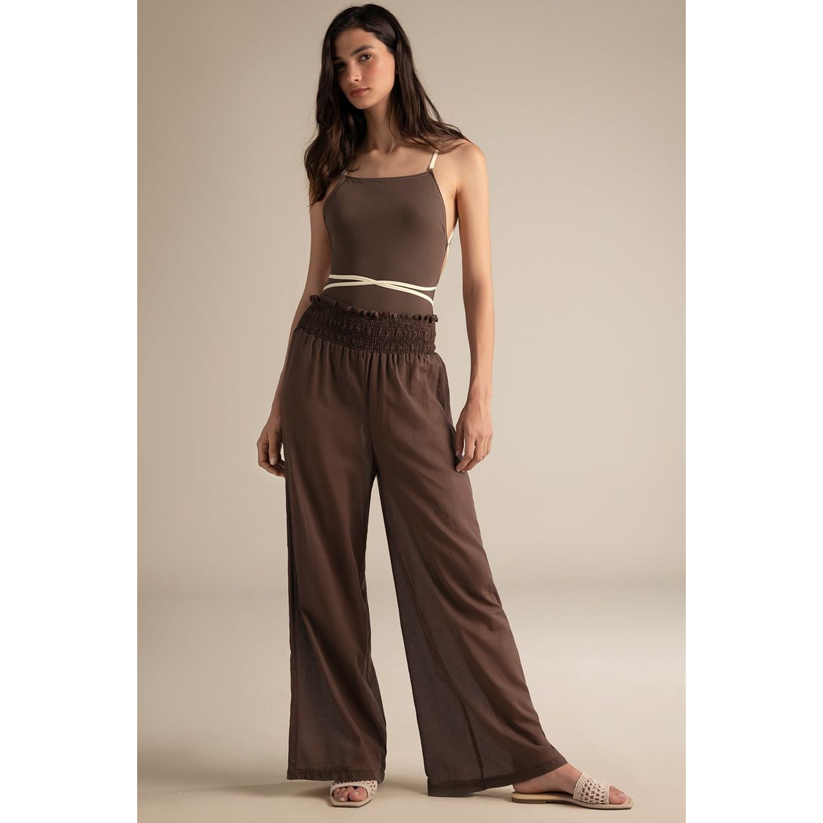 TOUCHE BALNEAIRE - PANTALÓN CON CINTURA EN NIDO DE ABEJA 0A93052