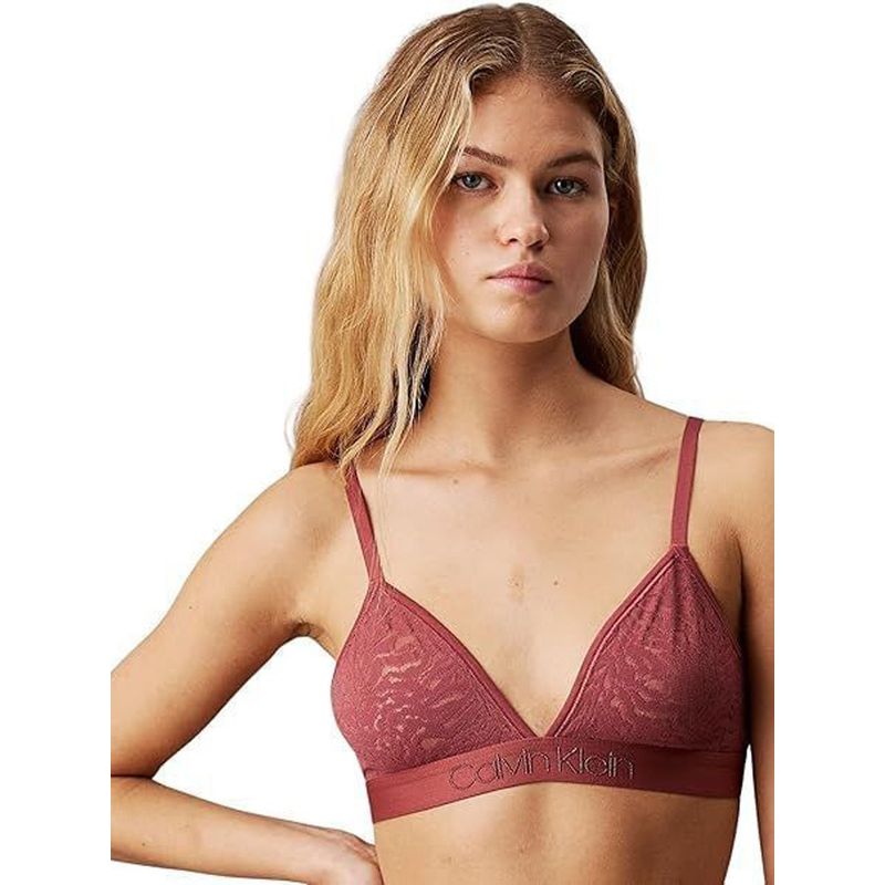 CALVIN KLEIN - Bralette vino tinto elegante de encaje sin forro Calvin Klein