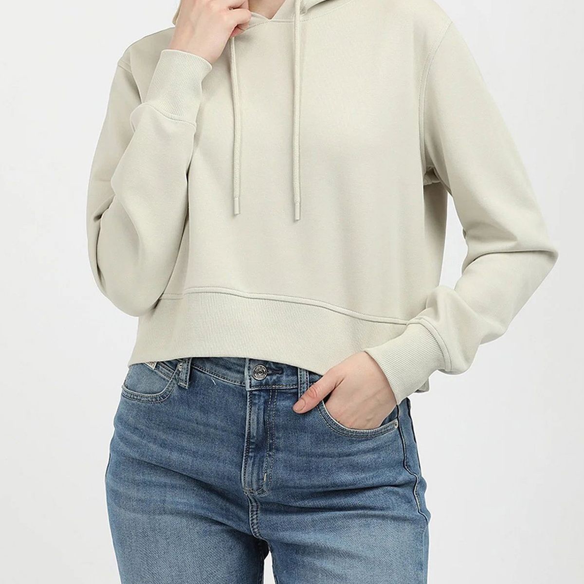 CALVIN KLEIN - Buzo gris con capota de logo elastic Calvin Klein