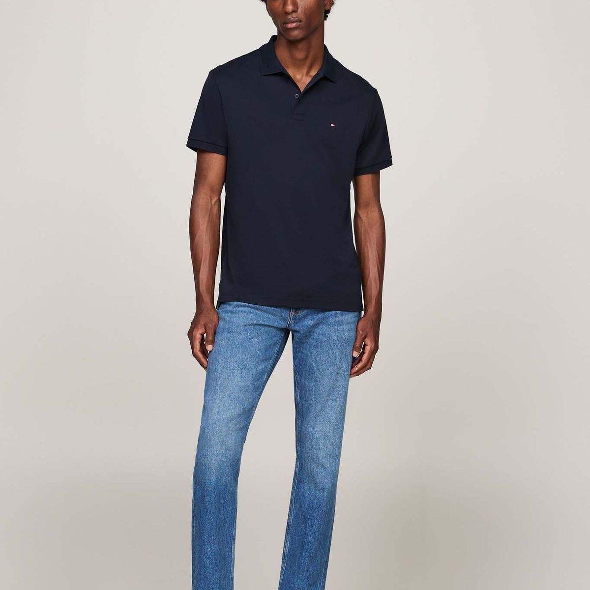 TOMMY HILFIGER - Polo azul Essential de corte regular con logo Tommy Hilfiger