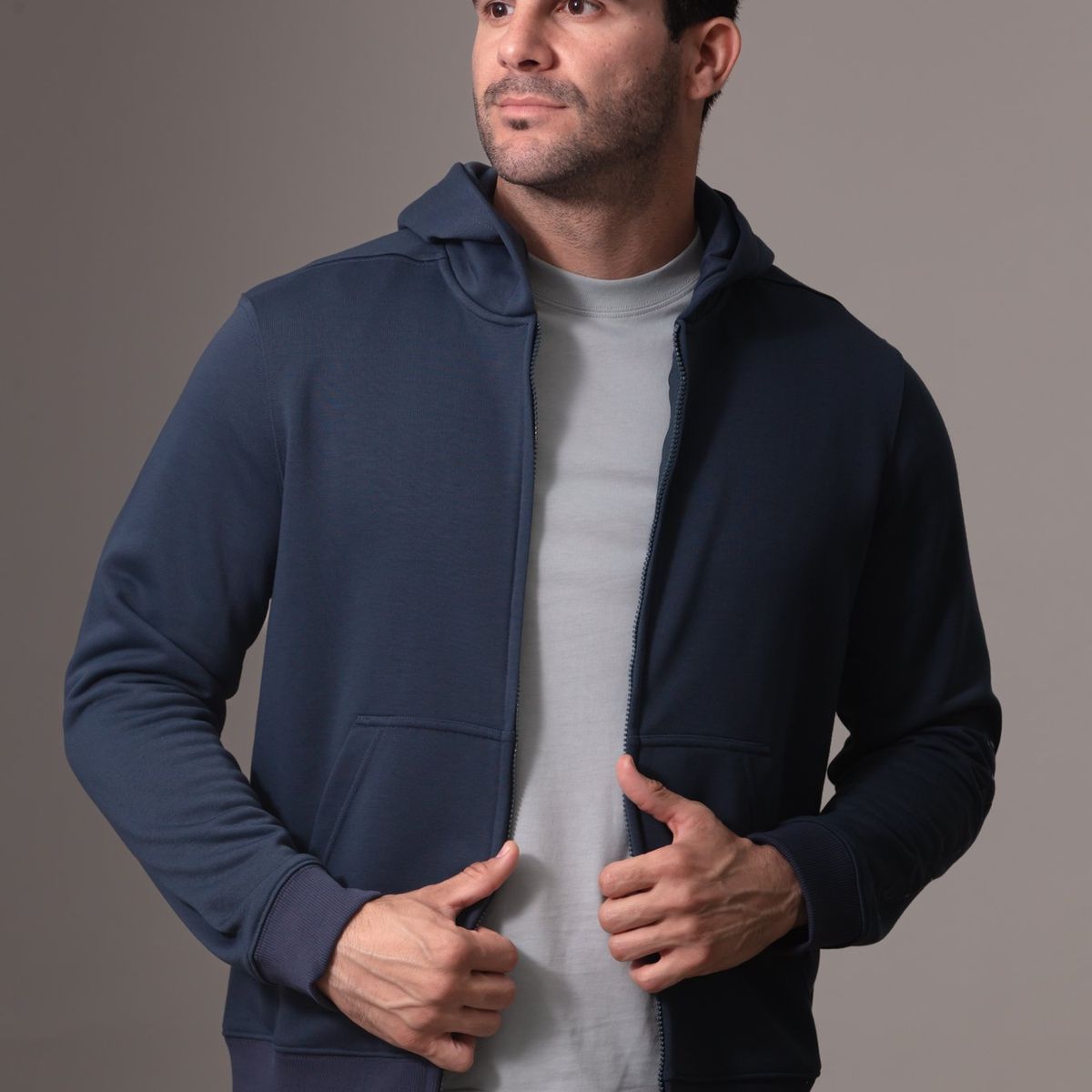 CALVIN KLEIN - Buzo Azul Deportivo Con Cremallera Y Capota Calvin Klein