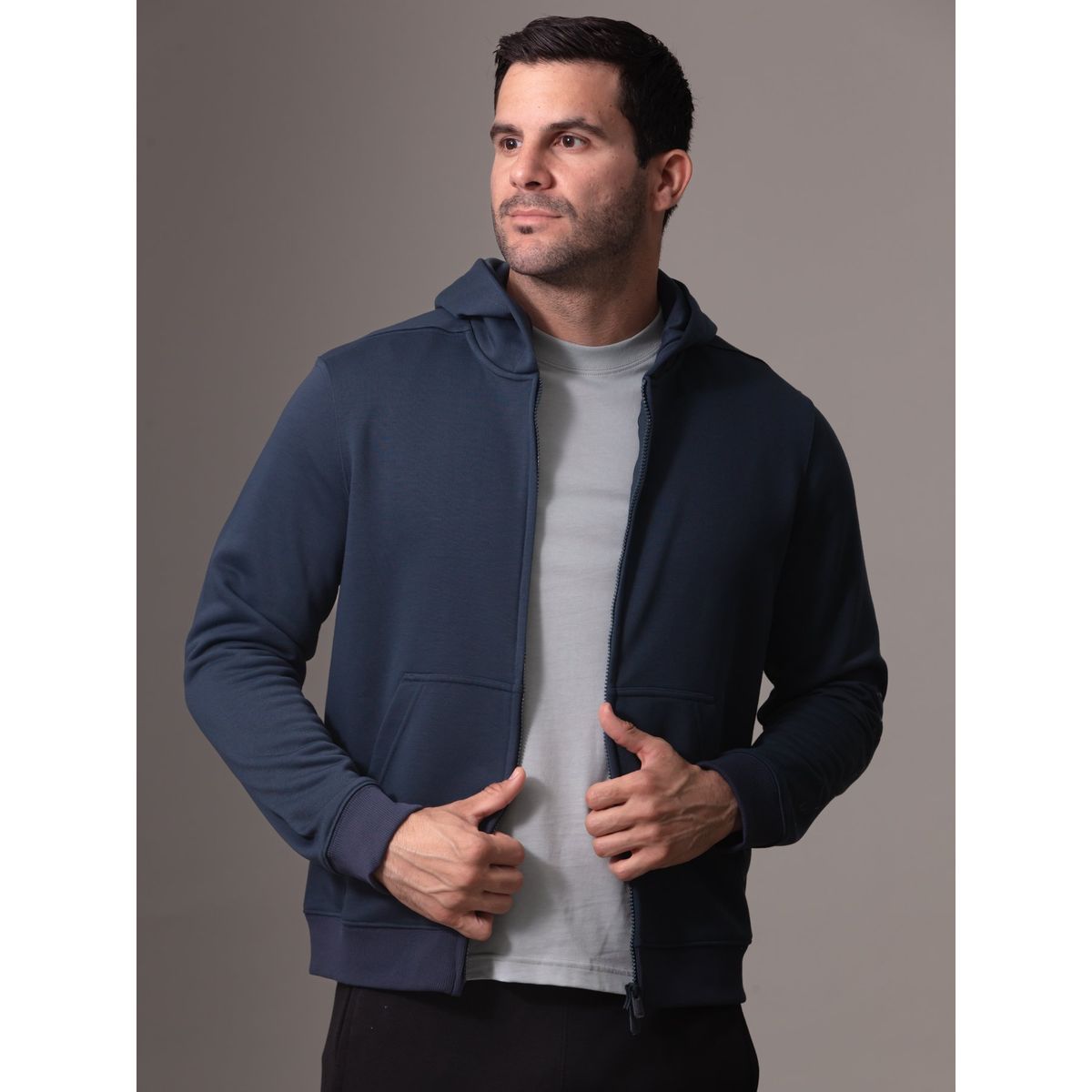 CALVIN KLEIN - Buzo Azul Deportivo Con Cremallera Y Capota Calvin Klein