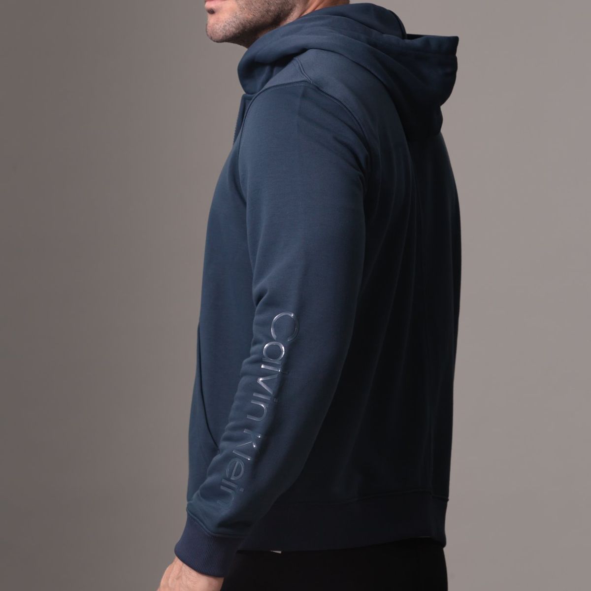 CALVIN KLEIN - Buzo Azul Deportivo Con Cremallera Y Capota Calvin Klein