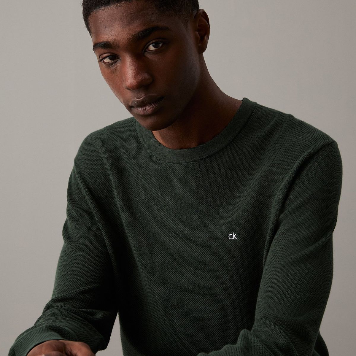 CALVIN KLEIN - Saco verde tejido structure micro pique Calvin Klein