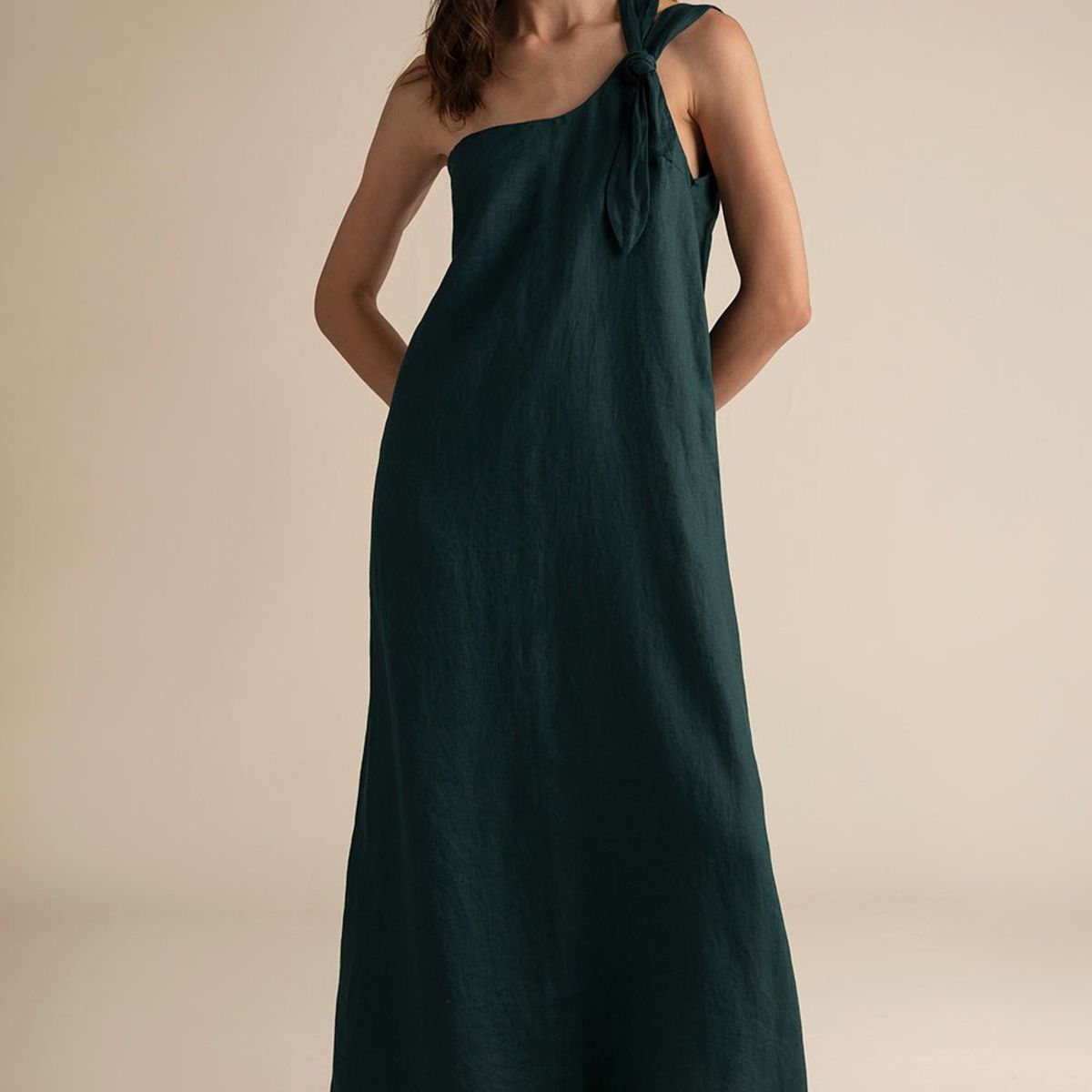 TOUCHE BALNEAIRE - VESTIDO LARGO UN HOMBRO CON OJALETE 0F81052