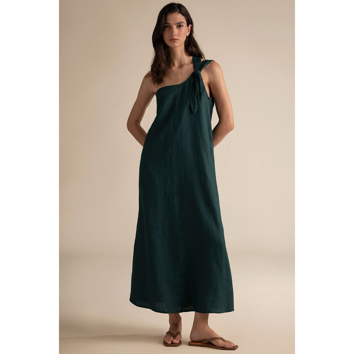 TOUCHE BALNEAIRE - VESTIDO LARGO UN HOMBRO CON OJALETE 0F81052