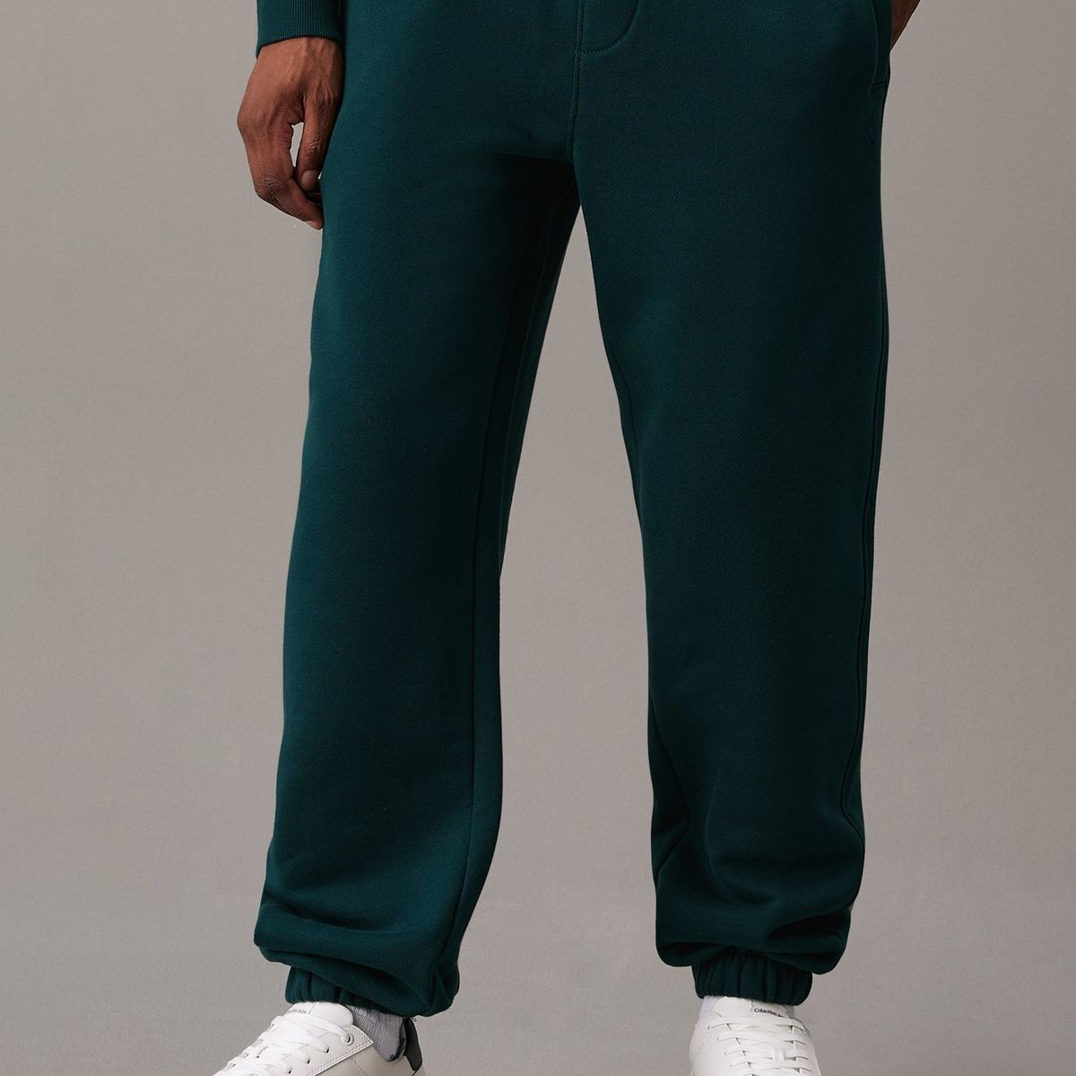 CALVIN KLEIN - Pantalón verde de chándal recto de felpa gruesa Calvin Klein
