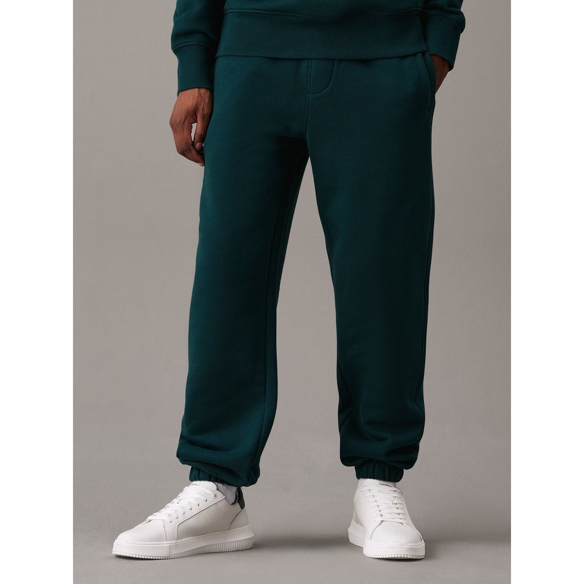 CALVIN KLEIN - Pantalón verde de chándal recto de felpa gruesa Calvin Klein